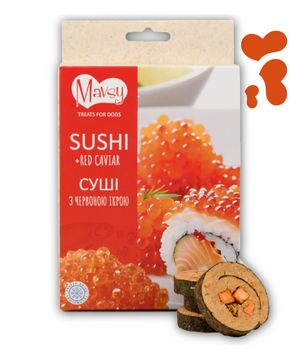 Leckerli f&uuml;r Hunde sushi mit rotem kaviar | Mavsy Treats For Dogs Sushi Red Caviar 50 gr