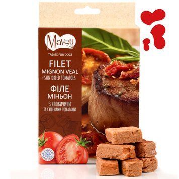Ласощі для собак філе міньо яловичина з сушеними томатами | Mavsy Mignon Veat Sun Dried Tomatoes 50 грам FDMAVSY09 фото
