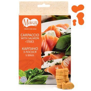 Ласощі для собак корпаччо з лосося та шпінатом | Mavsy Carpaccio with Salmon Spinach 50 грам FDMAVSY07а фото